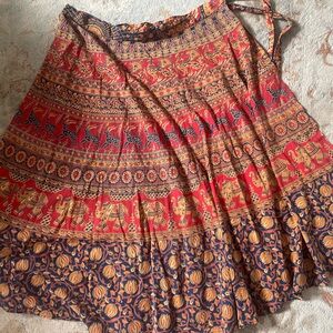 Bohemian Red and Blue Maxi Skirt